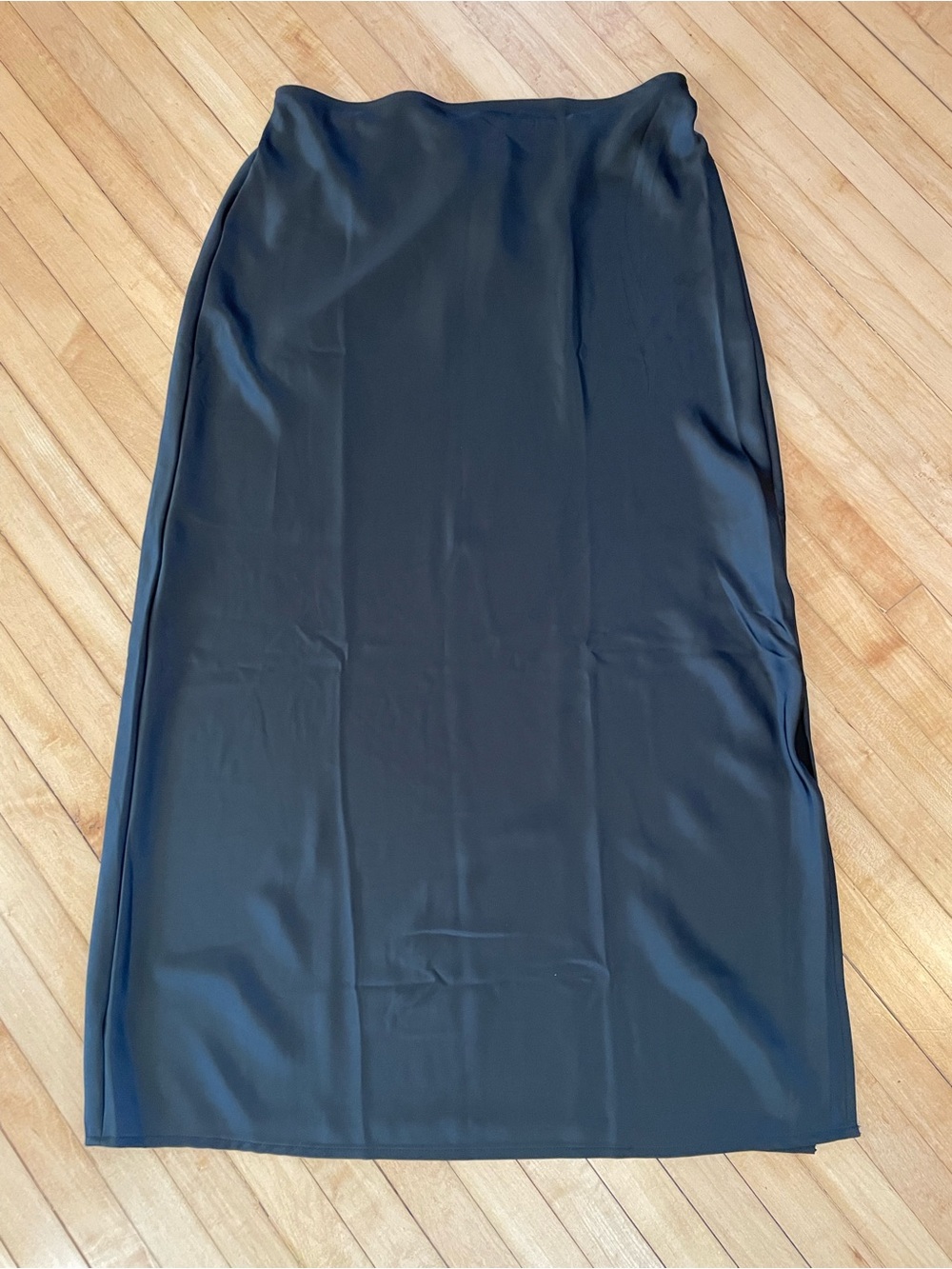 OLD NAVY Classic Black Satin Midi Maxi Slip Skirt Pull On Casual Career Party